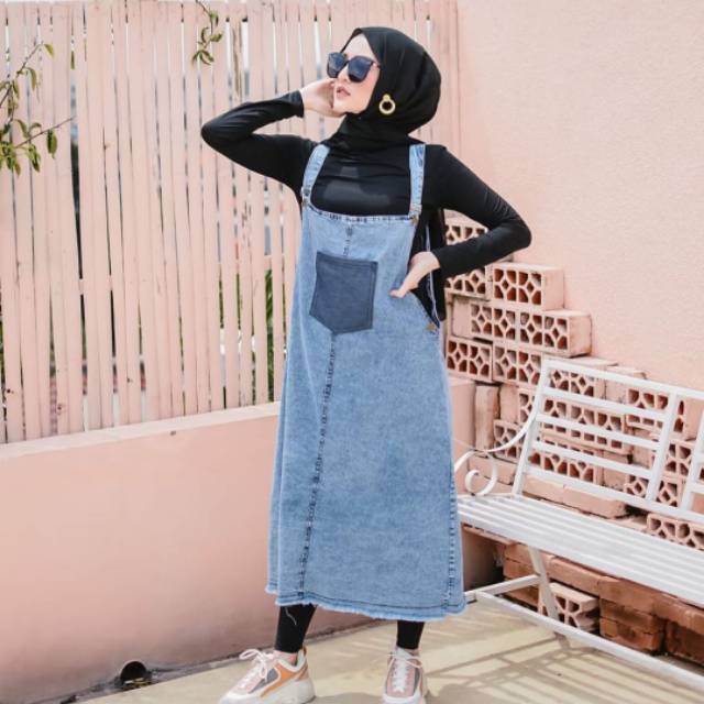 CATHY OVERALL JEANS REDISA GAUDY SKIRT RAWIS / OVERALL WANITA / OVERALL MIDI / OVERALL JEANS WANITA 