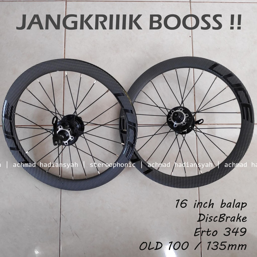 Wheelset LUCE 16 inch balap Erto 349 Freehub Jangkrik DiscBrake Wheelset 349 Wheelset 16inch plus