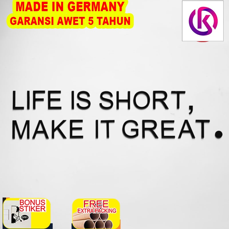 

Promo Hiasan/Dekorasi Tempelan Dinding Akrilik - LIFE IS SHORT - Wall Decor