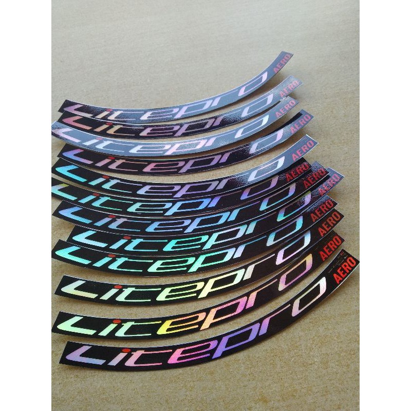 stiker decal velg sepeda lipat folding bahan hologram laminasi ring 16/16 plus bonus stiker