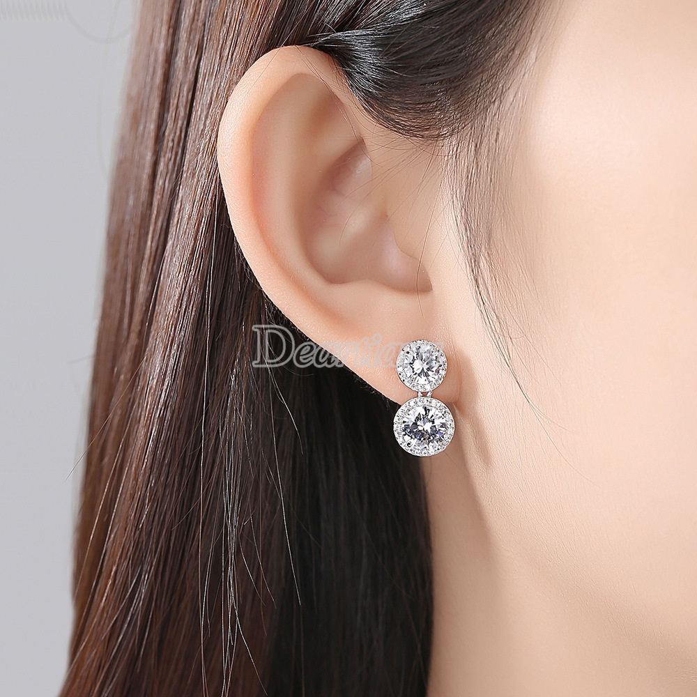 Bride elegant geometric zircon earrings wedding bridal earrings