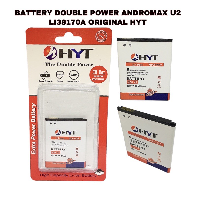 BATTERY BATERAI DOUBLE POWER ANDROMAX U2 ORIGINAL HYT