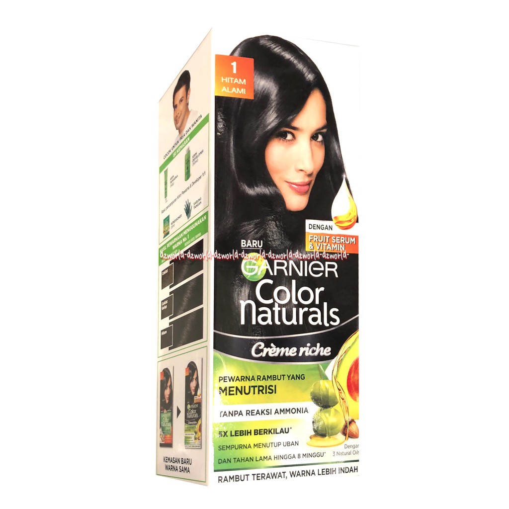 Garnier Color Natural no. 1 Natural Black Hitam Pewarna Rambut Cat Uban Hair Color Pewarna Garnieer
