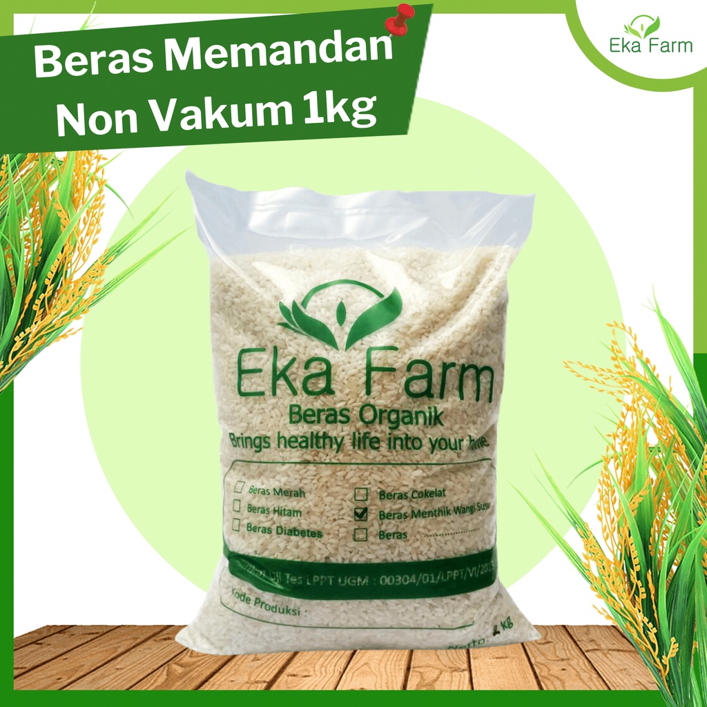 

Beras Pandan Wangi Memandan Organik Eka Farm Kemasan 1kg Non Vakum