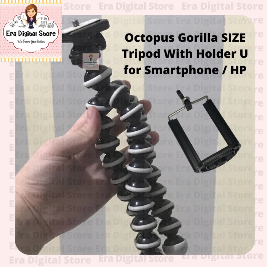 Octopus Gorilla Kaki Tripod with Holder U for Smartphone / HP Konten Content