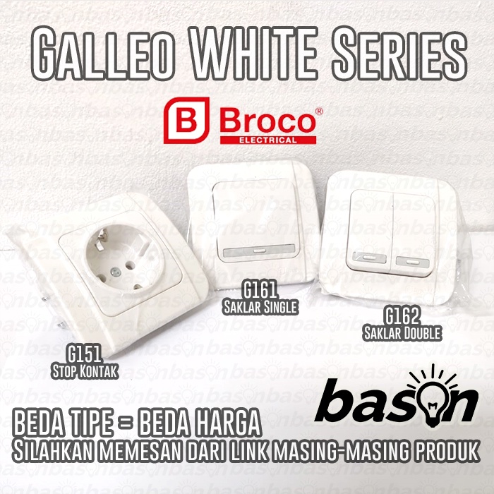 BROCO Galleo Snow White | G162 | Saklar 2 Gang 1 Way Switch