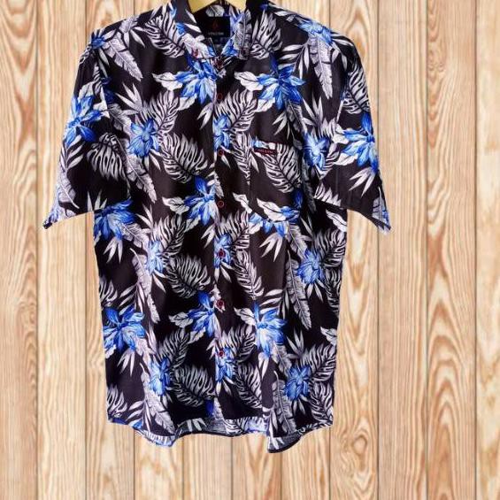 GROSIR 12.12 Kemeja Surfing Motif Bunga Daun Pantai Kemeja Motif Bunga Pria Lengan Pendek Surfing Di