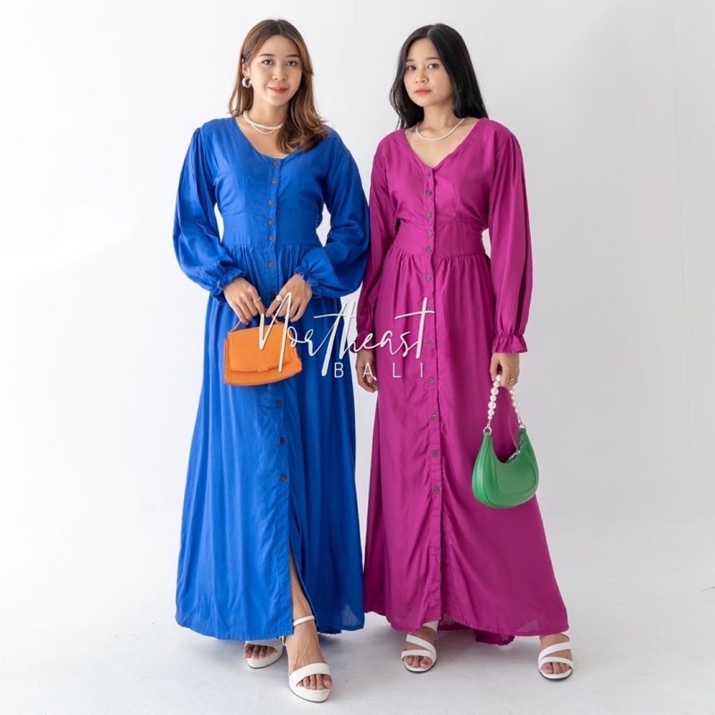 NORTHEAST BALI | VELLIN MAXI BUTTON DRESS | HIJAB FRIENDLY | LONG RAYON PANJANG KANCING |