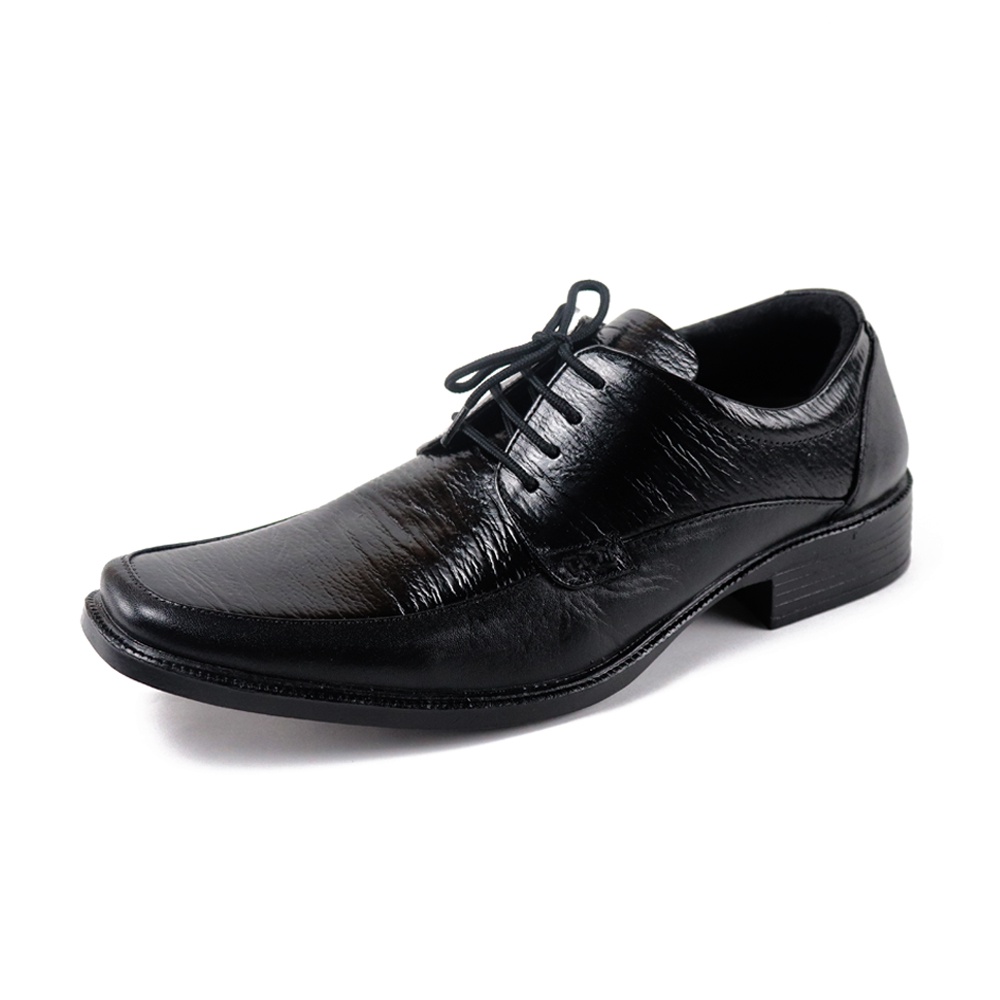 Sepatu Formal Pantofel Pria Hitam Tali Kerja Kantor Kuliah Fashion Original Kulit Asli Grutty Hitam