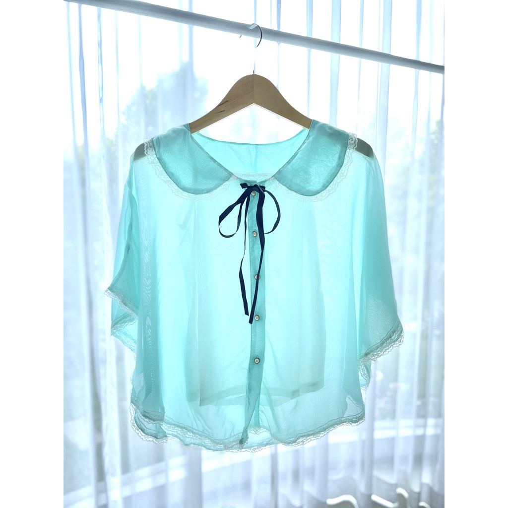 Blouse Vintage Renda / Blouse Pastel Korea / Blouse Lengan Kelelawar / Vintage Batwing Blouse