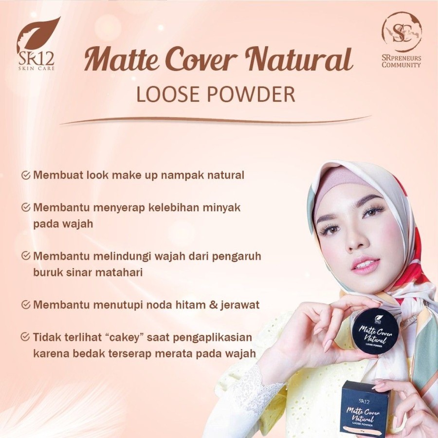 LOOSE POWDER MATTE COVER NATURAL SKINCARE SR12 BEDAK TABUR