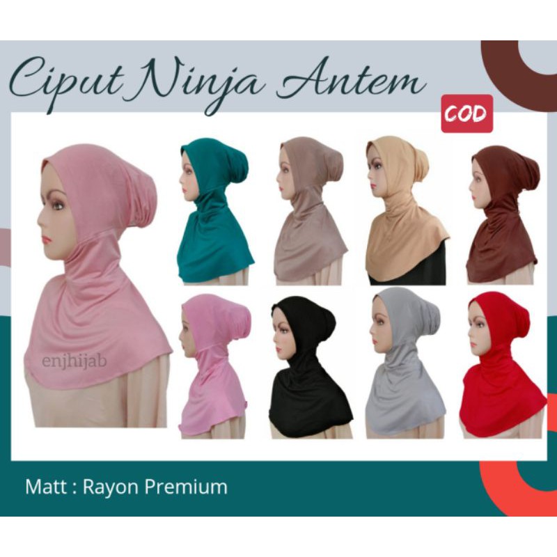 Ciput Ninja Antem Rayon Premium Kancing Daleman Kerudung Ninja Inner Hijab Anti Tembem