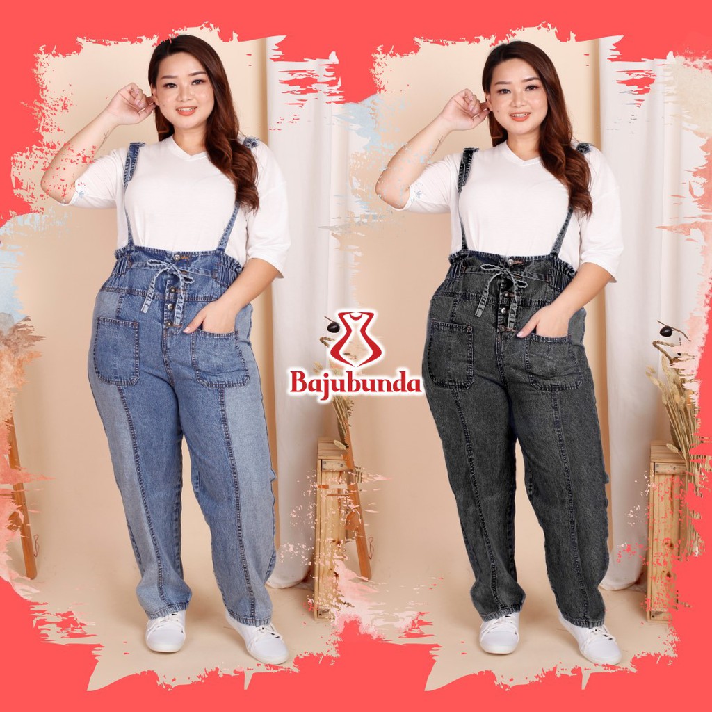 OVERALL JEANS JUMBO WANITA / CELANA BIG SIZE WANITA / CELANA DENIM JUMBO