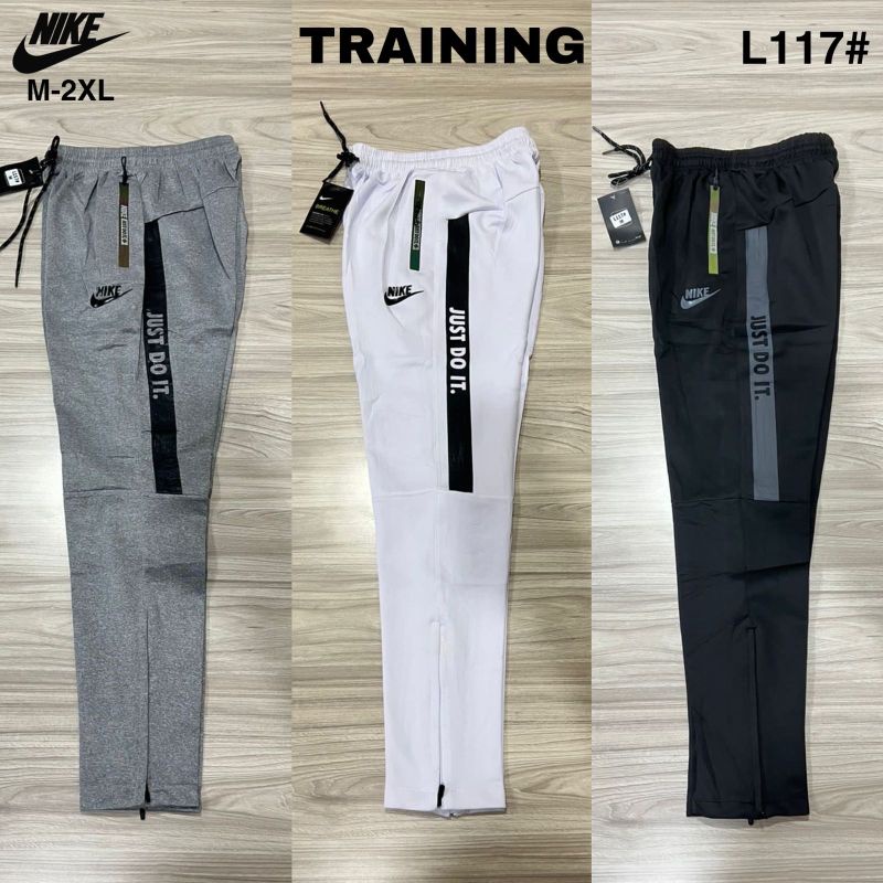 CELANA PANJANG NIKE PUTIH HITAM ABU IMPORT OLAHRAGA TRAINING RUNNING ZIPPER KAKI NEW