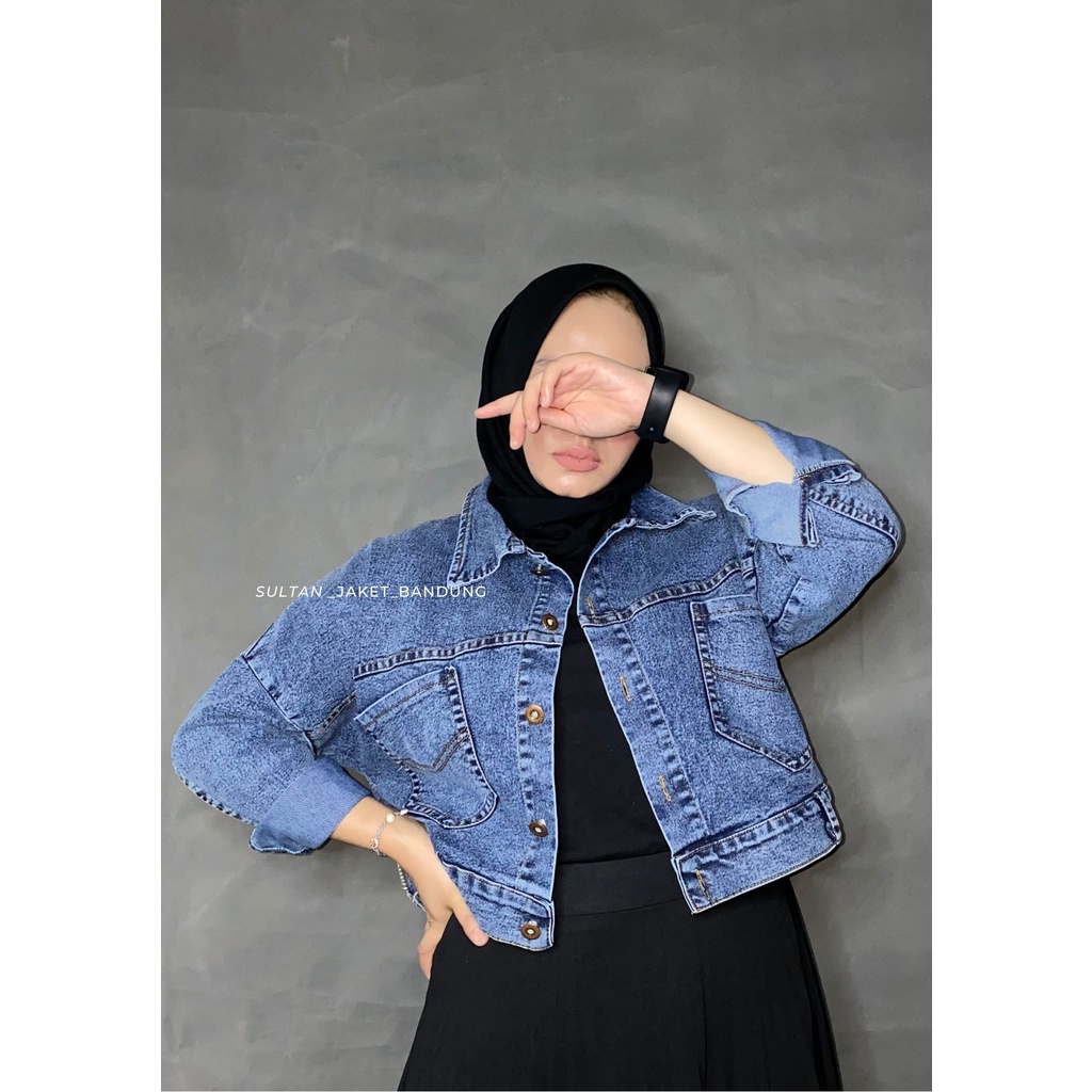 NAYRA CROOP JAKET JEANS |IJAKET DENIM WANITA MODEL ZARA TERBARU