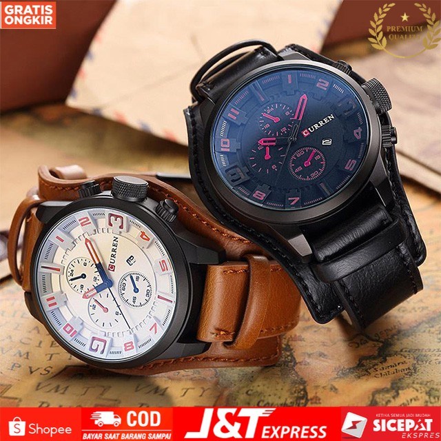 JAM TANGAN PRIA ANALOG TALI KULIT CHRONOGRAPH TIDAK AKTIF JAM TANGAN CURRENT MK8225RR ORIGINAL-GROSI