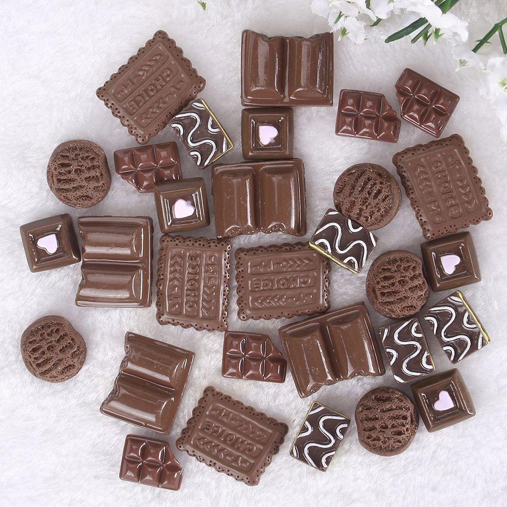 [Elegan] Coklat Flatback Resin Sweet Candy Parts Art Charm Model 10*25mm Dekorasi Miniatur