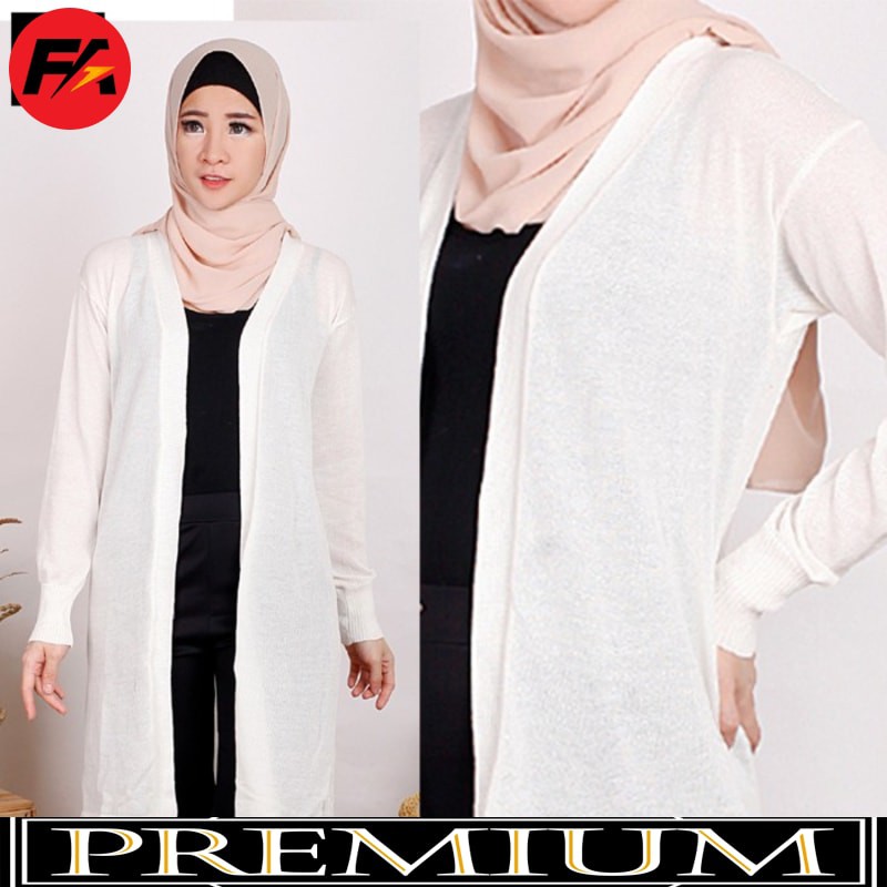 FA VANYA Cardigan Wanita Rajut Long Cardigan Rajut Wanita Outer - Putih