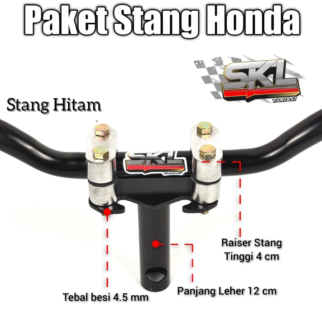 Paket Stang Rzr Plus Dudukan Stang Racing Road Race Universal Motor Honda Yamaha Suzuki Satu Sett