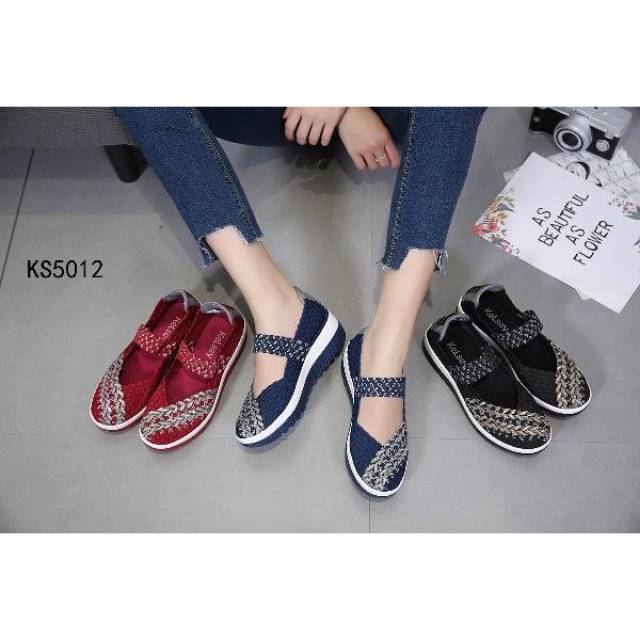 SEPATU RAJUT WEDGES IMPORT, SEPATU ANYAMAN IMPORT,SEPATU WANITA WEDGES,SEPATU CEWEK KEREN