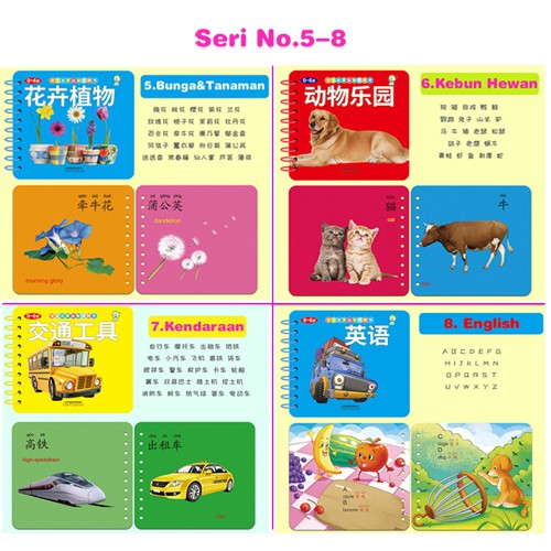 FC-101 Flashcard Belajar Anak Inggris Mandarin Pinyin/Buku Baca Bahasa Asing