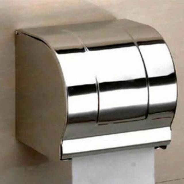Tempat tissue kotak stainless & roll tissue kamar mandi