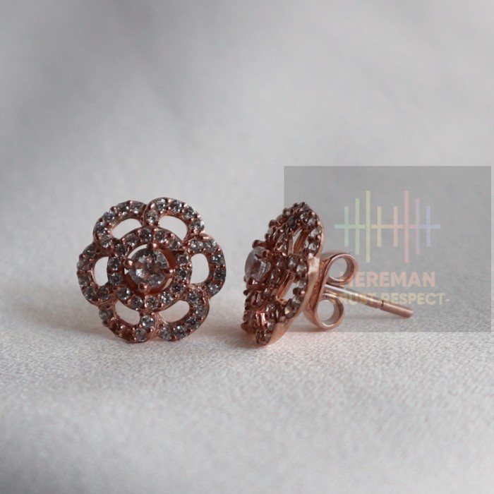 Giwang Rhoda Emas Asli Rose Gold Kadar 17K 750