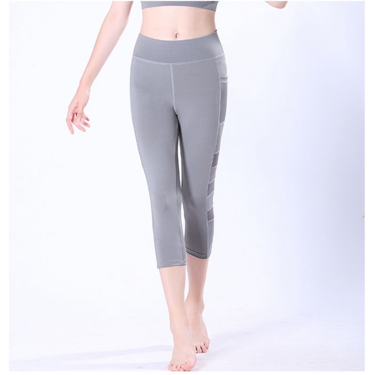 Legging 3/4 Impor Sport Olahraga Gym Model Jaring Kantong / Celana Senam Yoga Fitness WSM 865