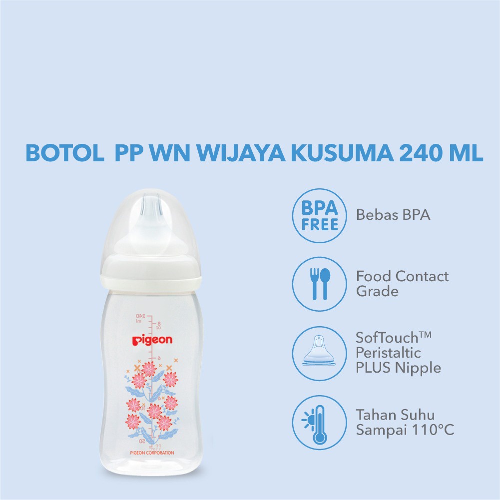 PIGEON BOTTLE PP WIDE NECK 240ML WIJAYA KUSUMA / PR010837