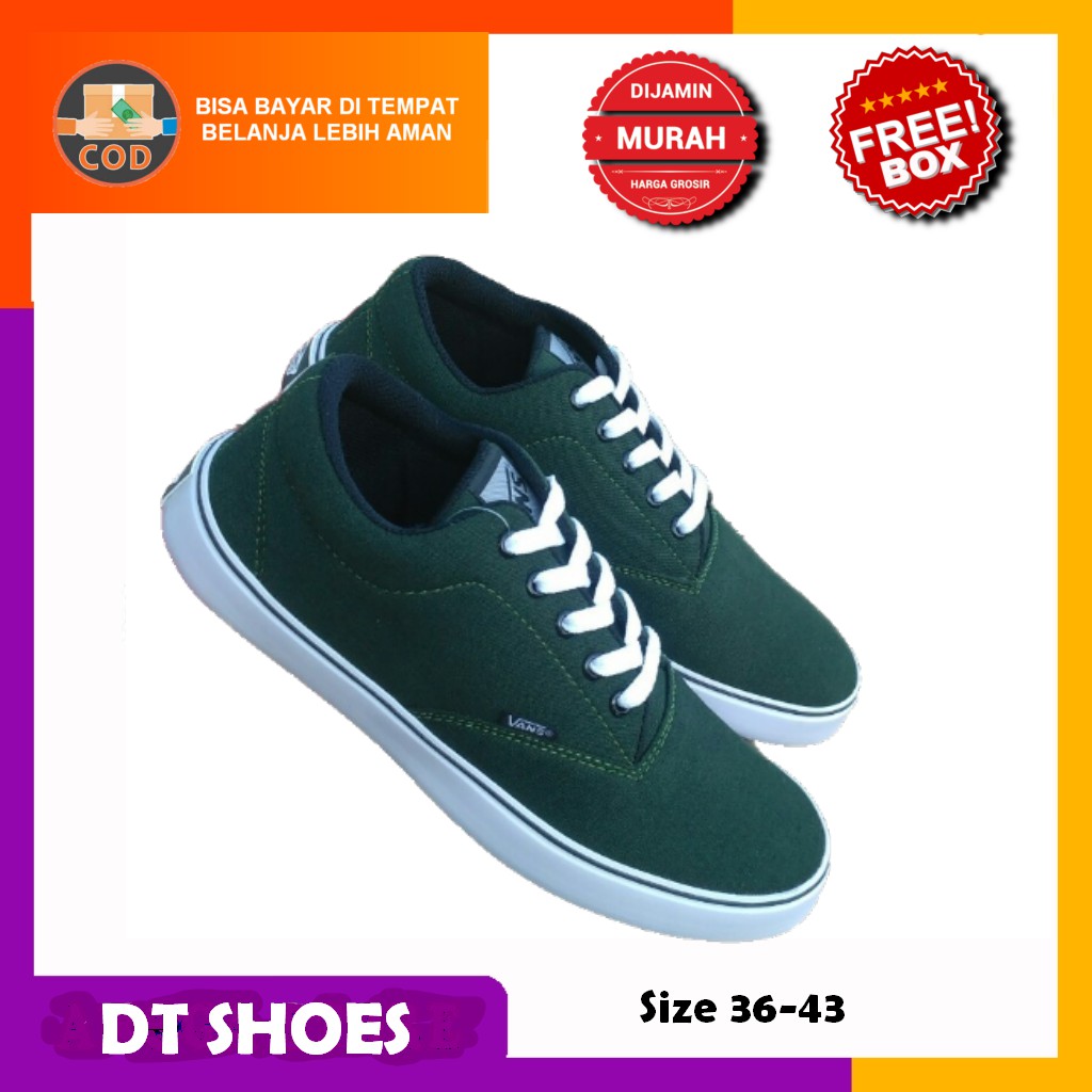 SEPATU PRIA VANS ERA AUTHENTIC HIJAU ARMY KASUAL SNEAKERS
