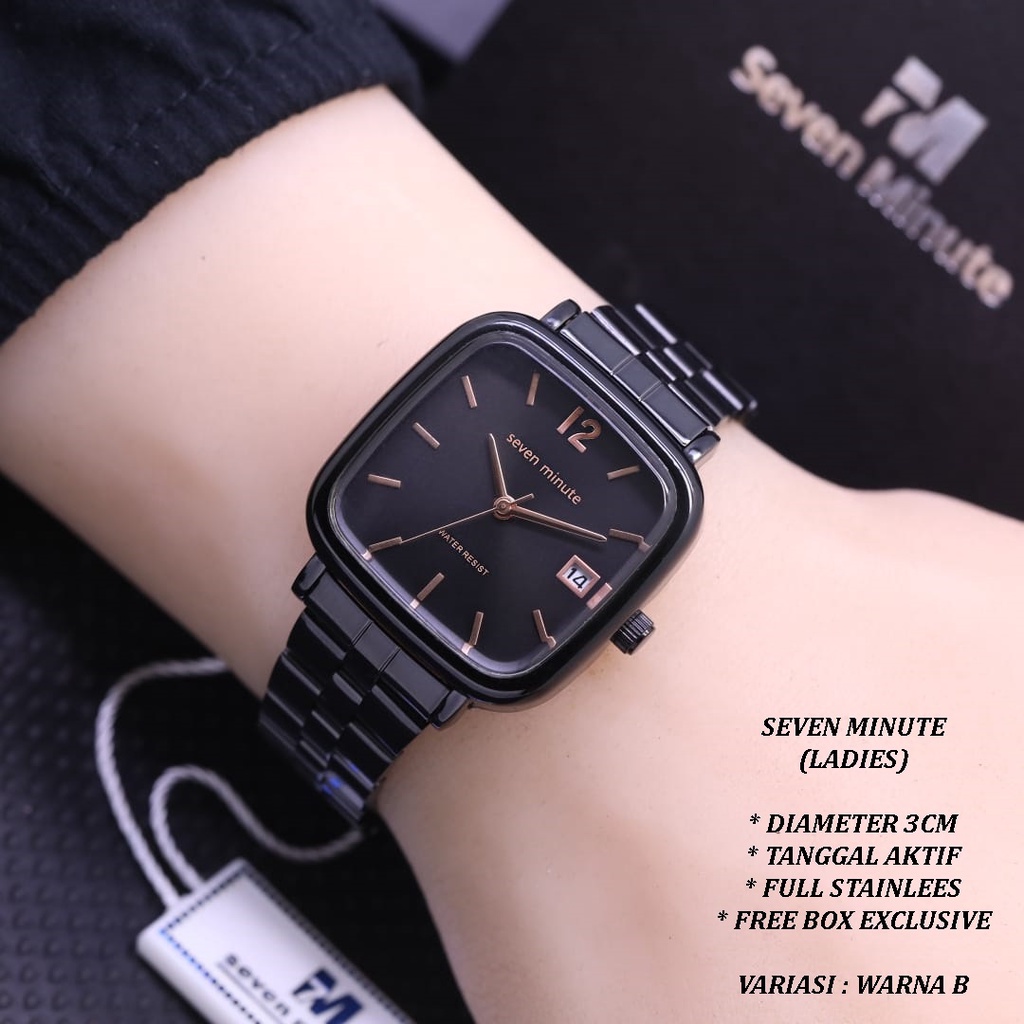 (FREE BOX) JAM TANGAN SEVEN MINUTE WANITA FASHION RANTAI BODY SEGI TANGGAL AKTIF