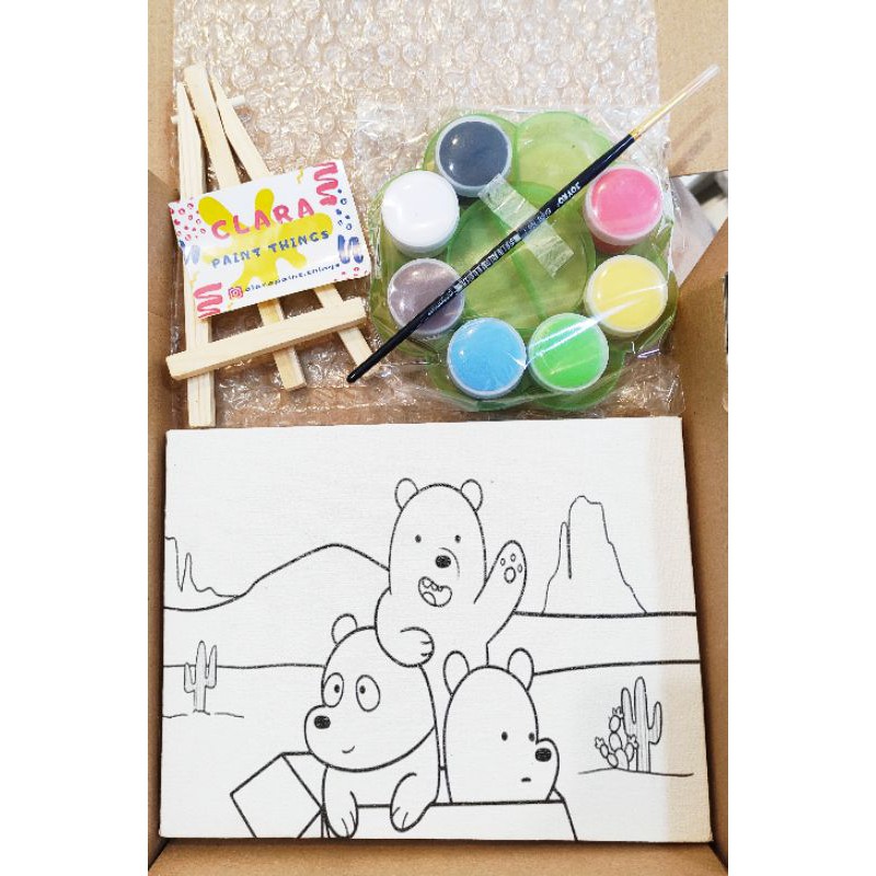 

Painting kit paket melukis mewarnai Canvas sketsa bears