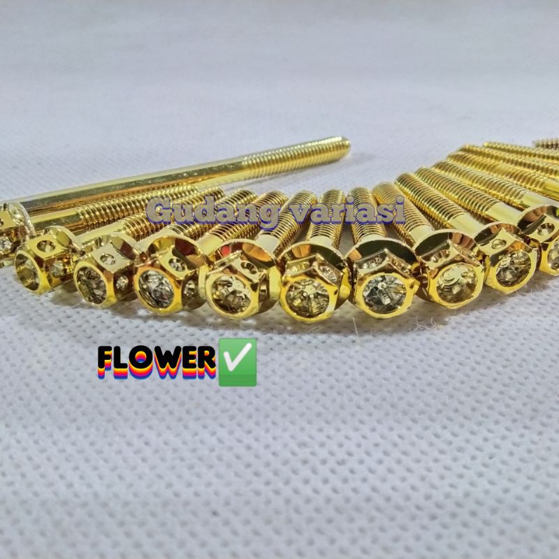 Baut Probolt Blok Bak Mesin Magnet Rx King kiri kanan 1 set Gold Baut Probolt Blok Bak Mesin Rx king Baut blok kalter mesin