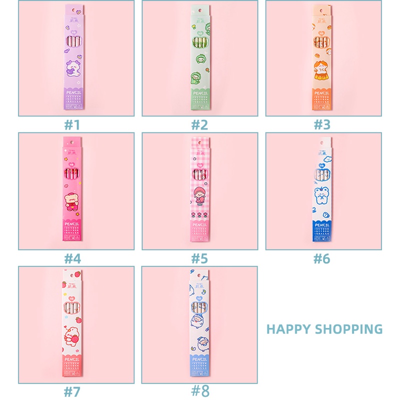10 Pcs Cartoon Children Pencil Set HB Student Drawing Pencil with Eraser