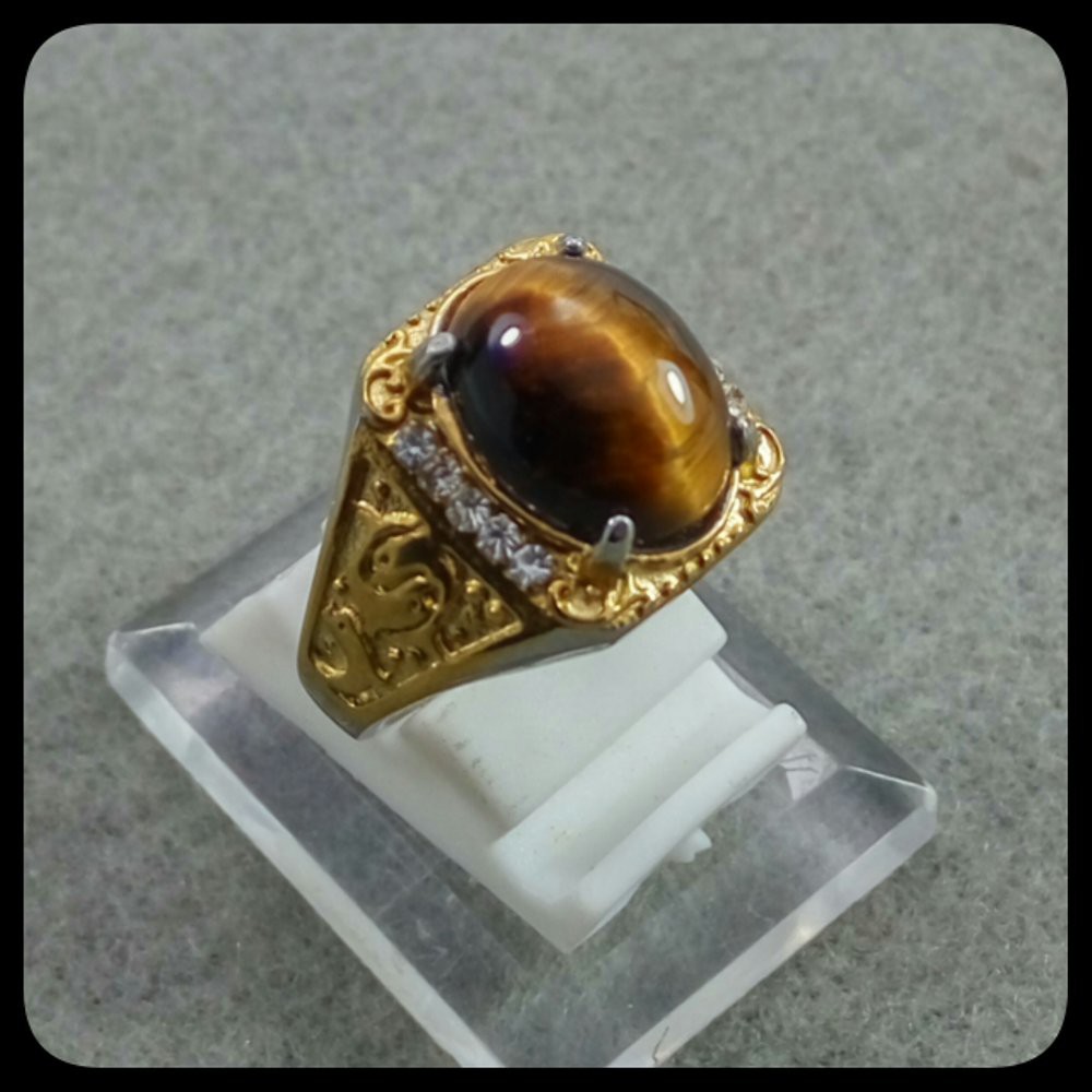 CINCIN TIGER GOLD EYE KILAU MEMPESONA SIZE KANTORAN HQ