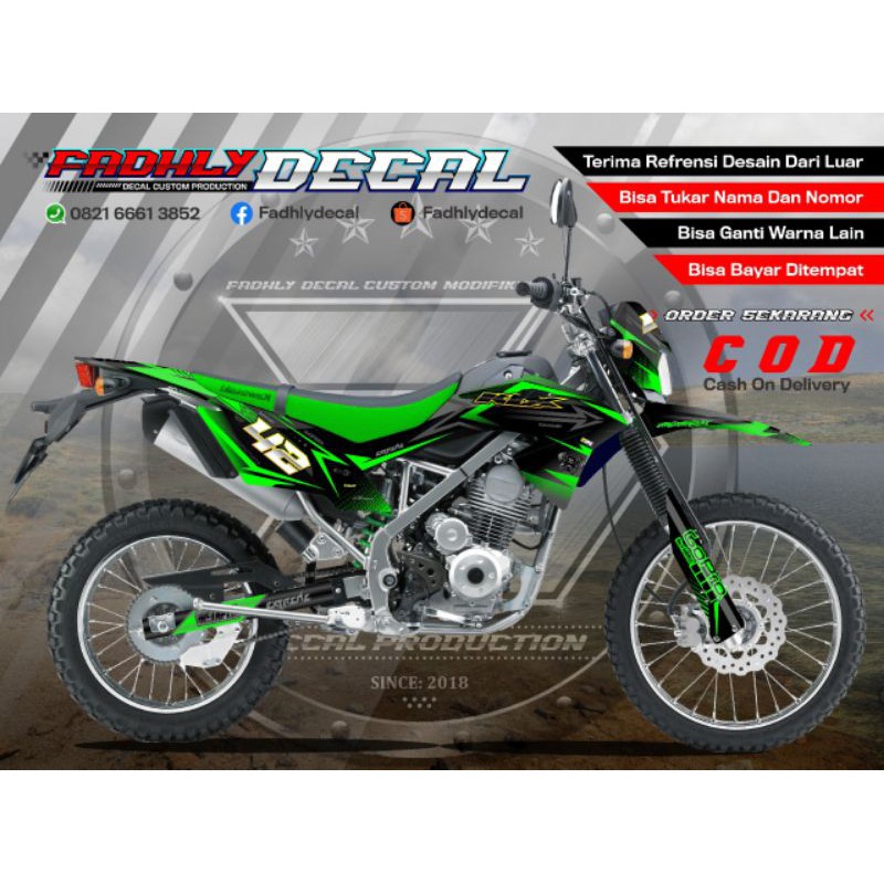 Decal KLX BF / G / Extreme Hijau Simple Keren Stiker Fullbody