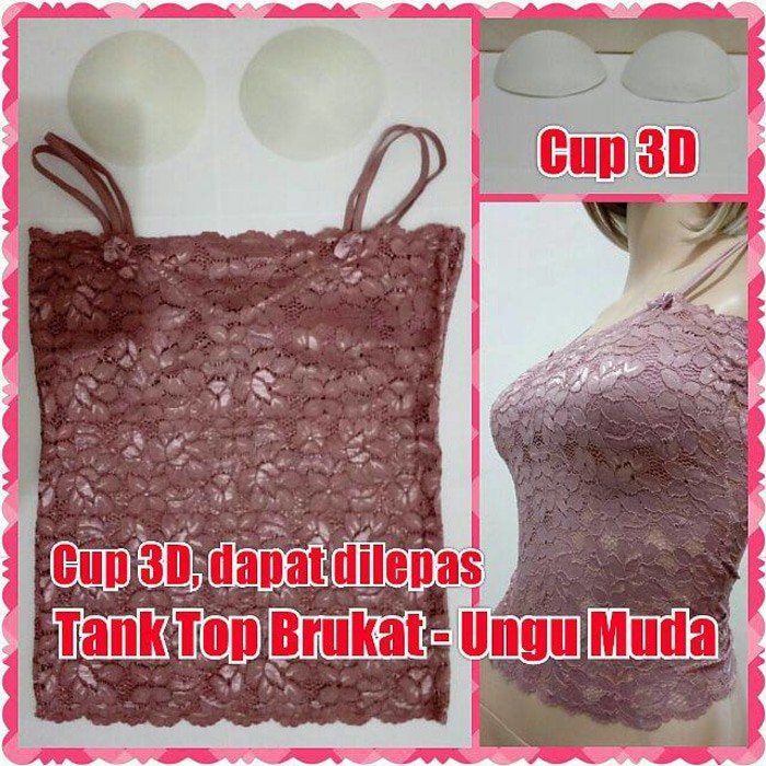 Terlaris Tank Top Brukat   Ungu Muda Berkualitas