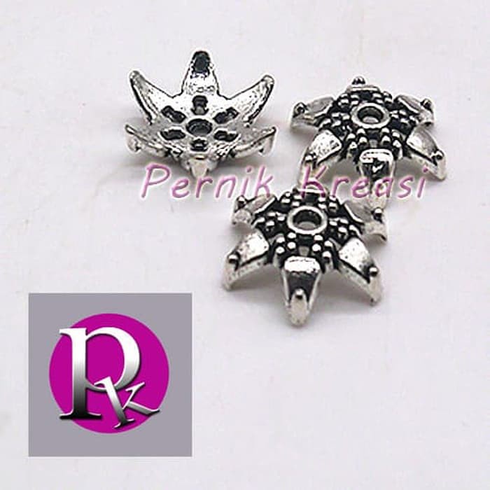 

Charm beads spacer bunga K142A Cangkang manik Pembatas manik silver/bahan kerajinan murah