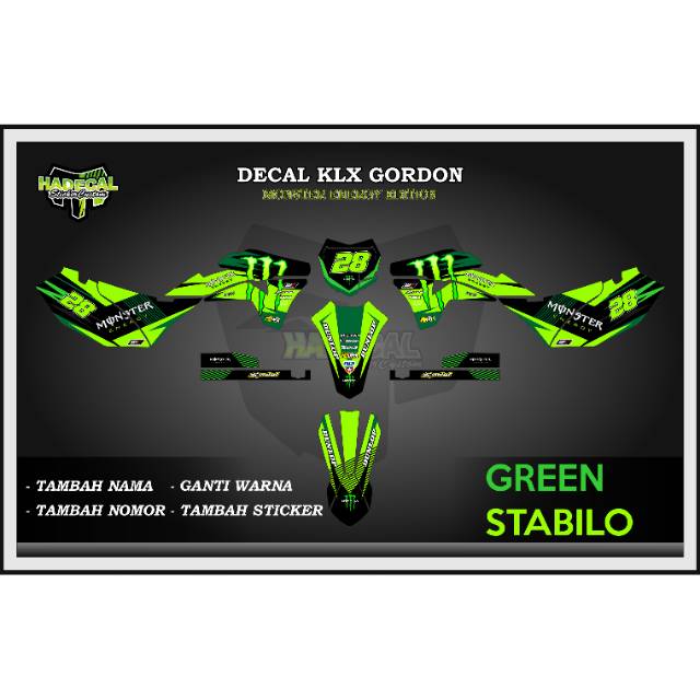 DECAL KLX GORDON MONSTER ENERGY EDITION