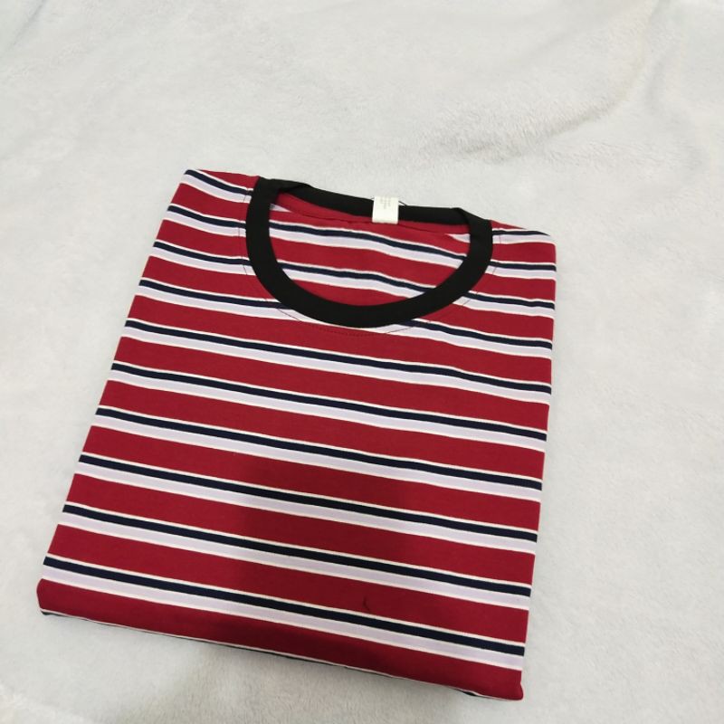 Kaos stripe salur tangan pendek cowok dan cewek