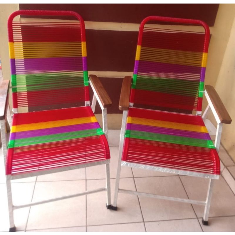 CUSTOM WARNA Kursi Teras Malas Santai Lipat Tali Senar Pentil Warna Warni