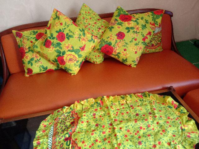 Terlaris!!! Grosir Sofa Set/ Set Tamu / Sarung Bantal Sofa 40x40 Taplak Meja Motif Ferona