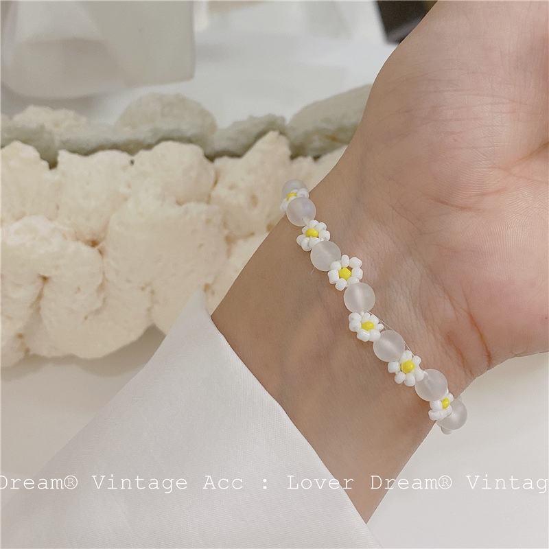 Korea Vintage Color Flower Bracelet Rainbow Crystal Daisy Bracelet