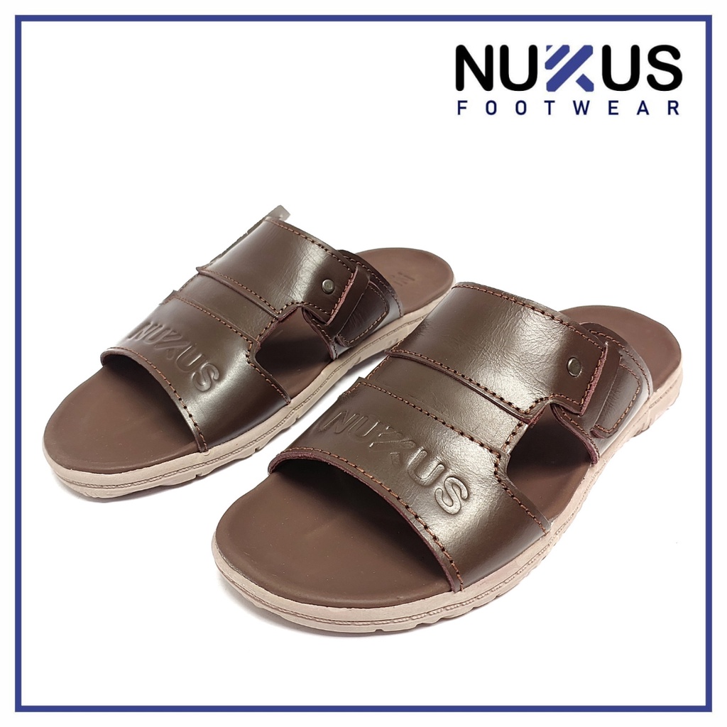 Nukus Sandal Pria Kulit Asli Selop Coklat Tua- NK 05