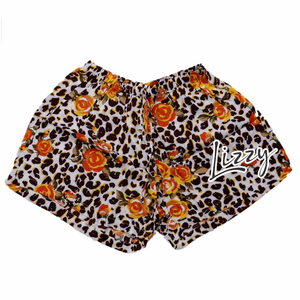 Lizzy - CELANA SANTAI LEOPART BUNGA ORANGE