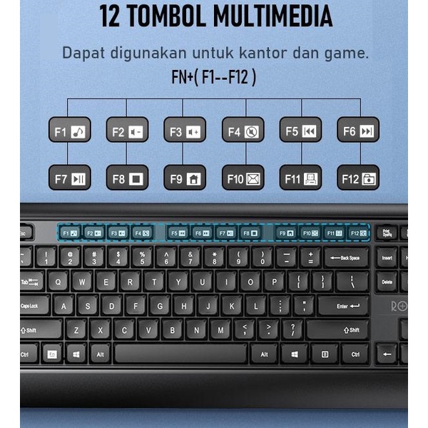 ROBOT KM2600 Keyboard & Mouse Kabel Combo 104 Key 1200 DPI Komputer / Laptop New KM2500 - Garansi Resmi 1 Tahun-7