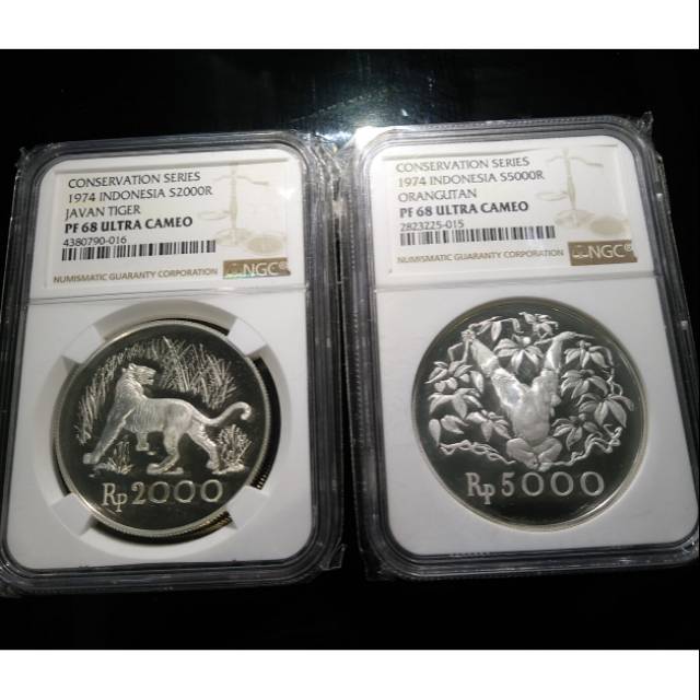 Koin Perak Indonesia Macan Dan Orang Utan 1974