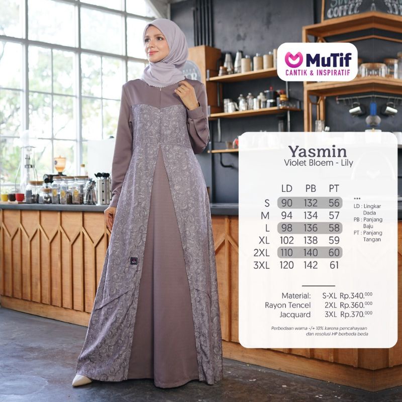 [ COD ] MUTIF YASMIN VIOLET BLOEM - LILY READY STOK GAMIS JAQCUARD

