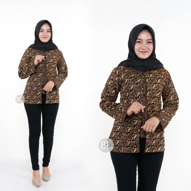 Blus batik kacing depan boleroo