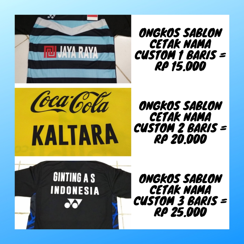 Ongkos sablon nama/custom name/cetak nama